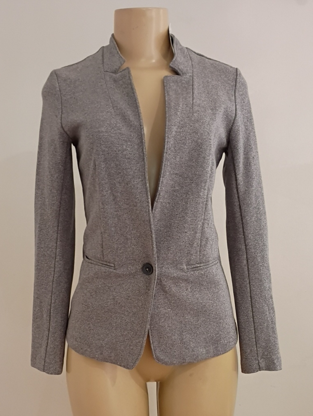 Banana Republic Light Gray Single-Button Ponte Blazer